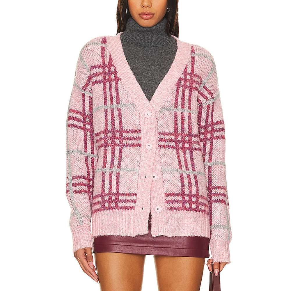 Lovers And Friends 'Damia' Pink Plaid Cardigan Size XS